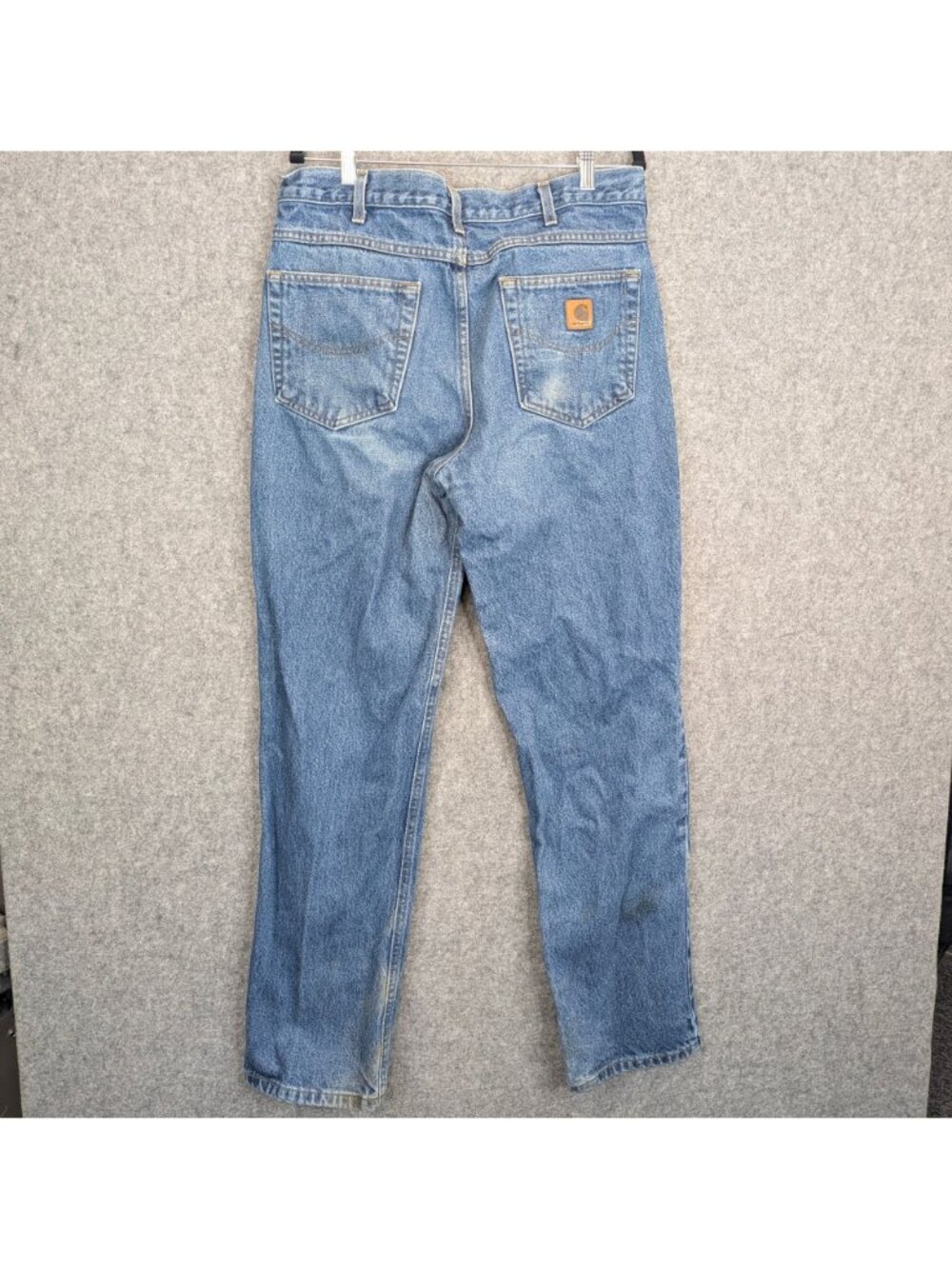 Carhartt Mens Size 36 x 34 Jeans Blue Straight Leg Denim Vintage Style Workwear - Picture 7 of 10